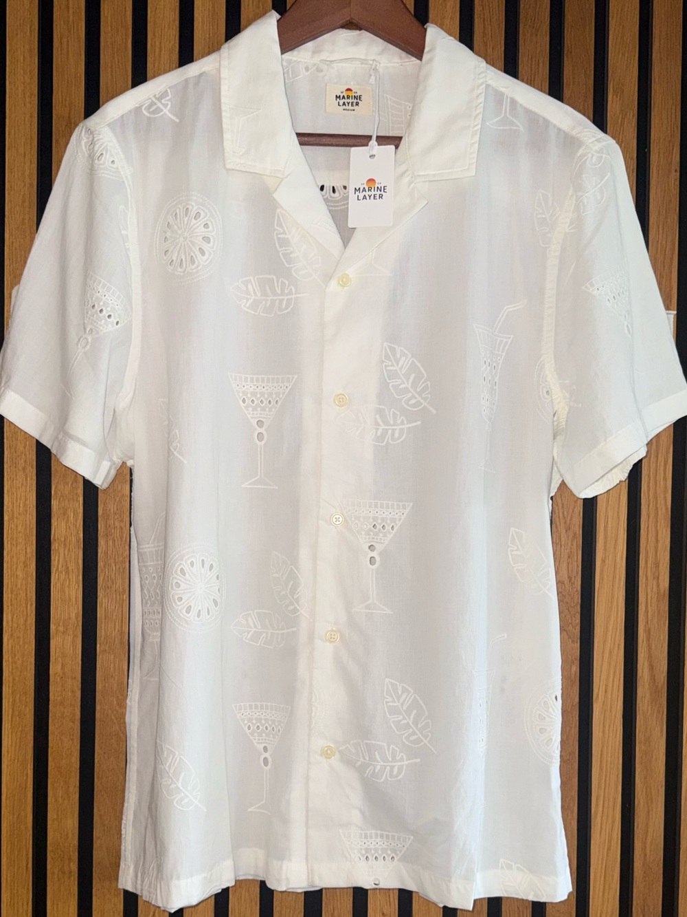 Marine Layer White Short Sleeve Button-Down Shirt